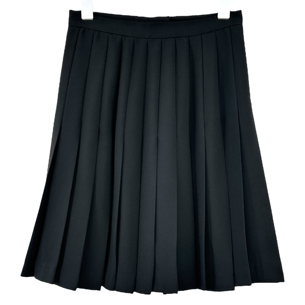 Vintage Rickie Freeman for TJ Suits Black Lined Wide Pleat Pleated Mini Skirt